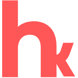 Lowercase letters h and k in bold red font against white background.