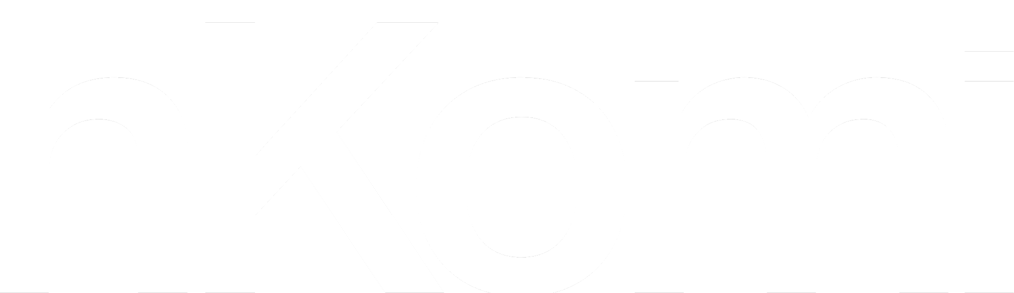 Text logo reading 'hKomi' in a modern font with white letters on a black background.